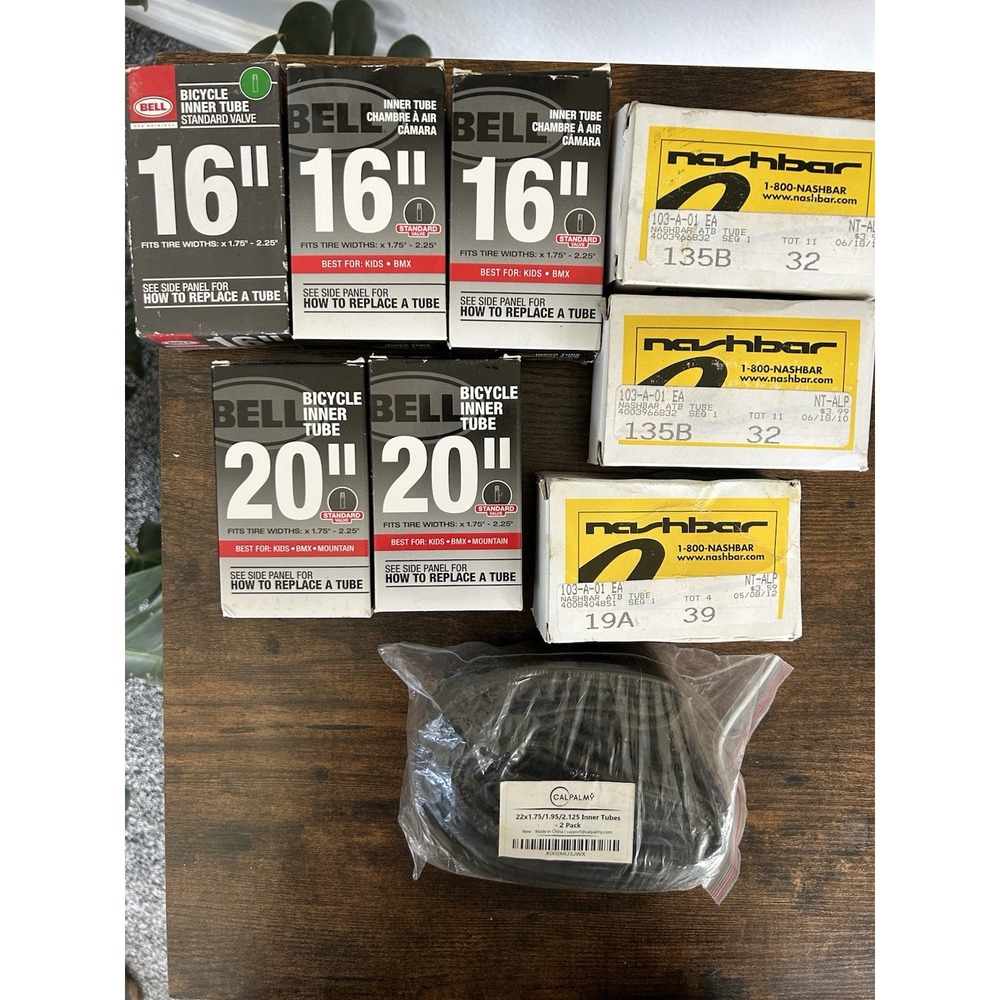 Lot of 10 Bicycle Inner Tubes | Bell, Nashbar & CalPalmy | 16", 20", 22" | New